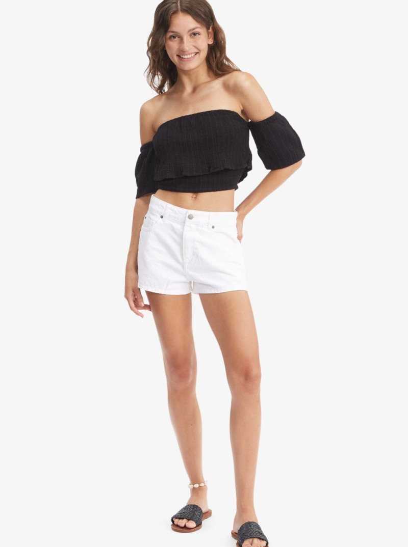 Hauts Roxy Seaside Heaven Off The Shoulder Crop Femme Grise Foncé | 047268EJA