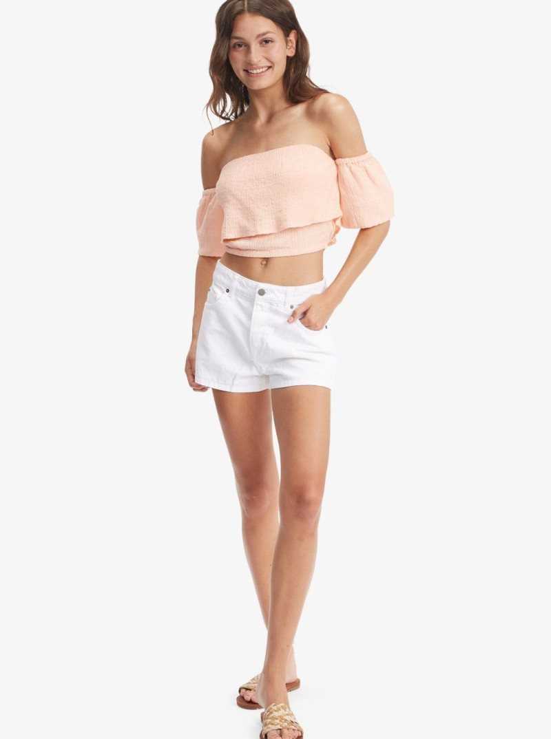 Hauts Roxy Seaside Heaven Off The Shoulder Crop Femme Corail | 093215WDA