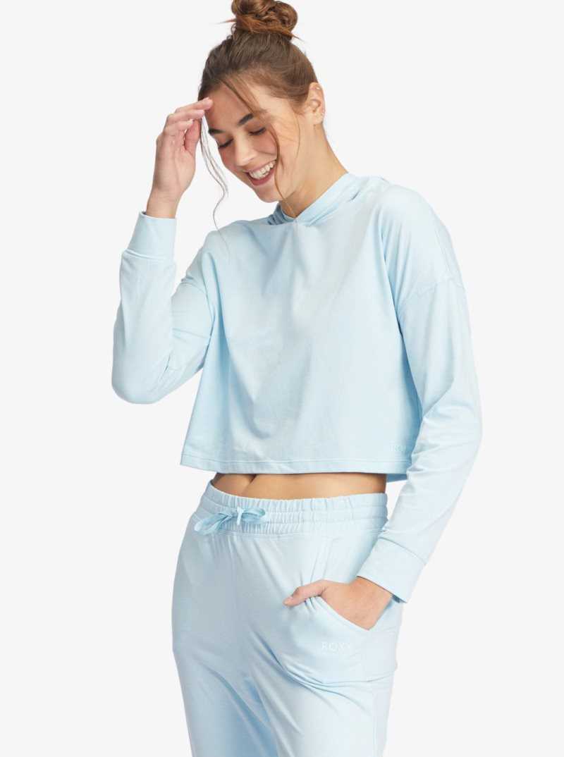 Hauts Roxy Sun Might Shine Long Sleeve Encapuchonné T-Shirt Femme Bleu | 067394QYG
