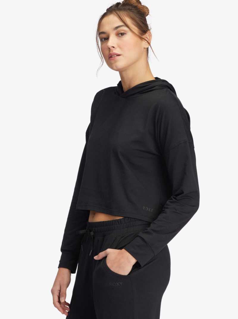 Hauts Roxy Sun Might Shine Long Sleeve Encapuchonné T-Shirt Femme Grise Foncé | 634518UPY