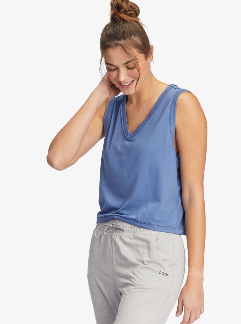 Hauts Roxy Sun Might Shine V-Neck Tank Femme Bleu | 064532ERW