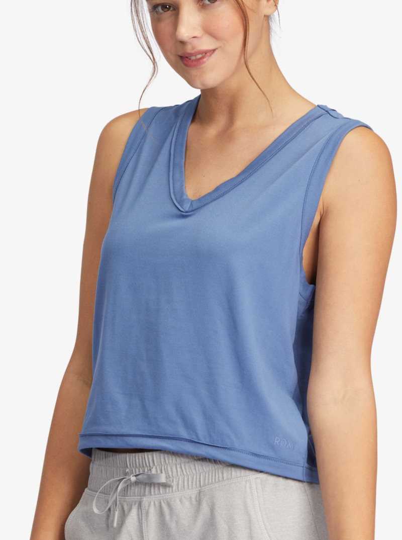 Hauts Roxy Sun Might Shine V-Neck Tank Femme Bleu | 064532ERW
