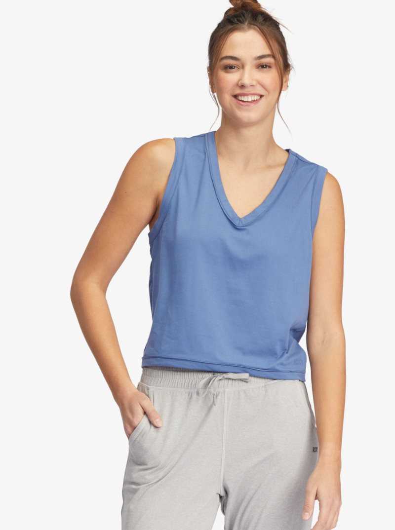 Hauts Roxy Sun Might Shine V-Neck Tank Femme Bleu | 064532ERW