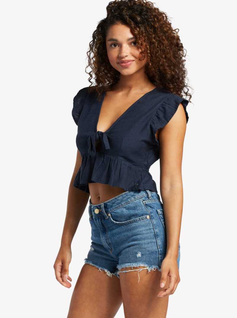 Hauts Roxy Sweeter Than This Knotted Cropped Femme | 013426LXE