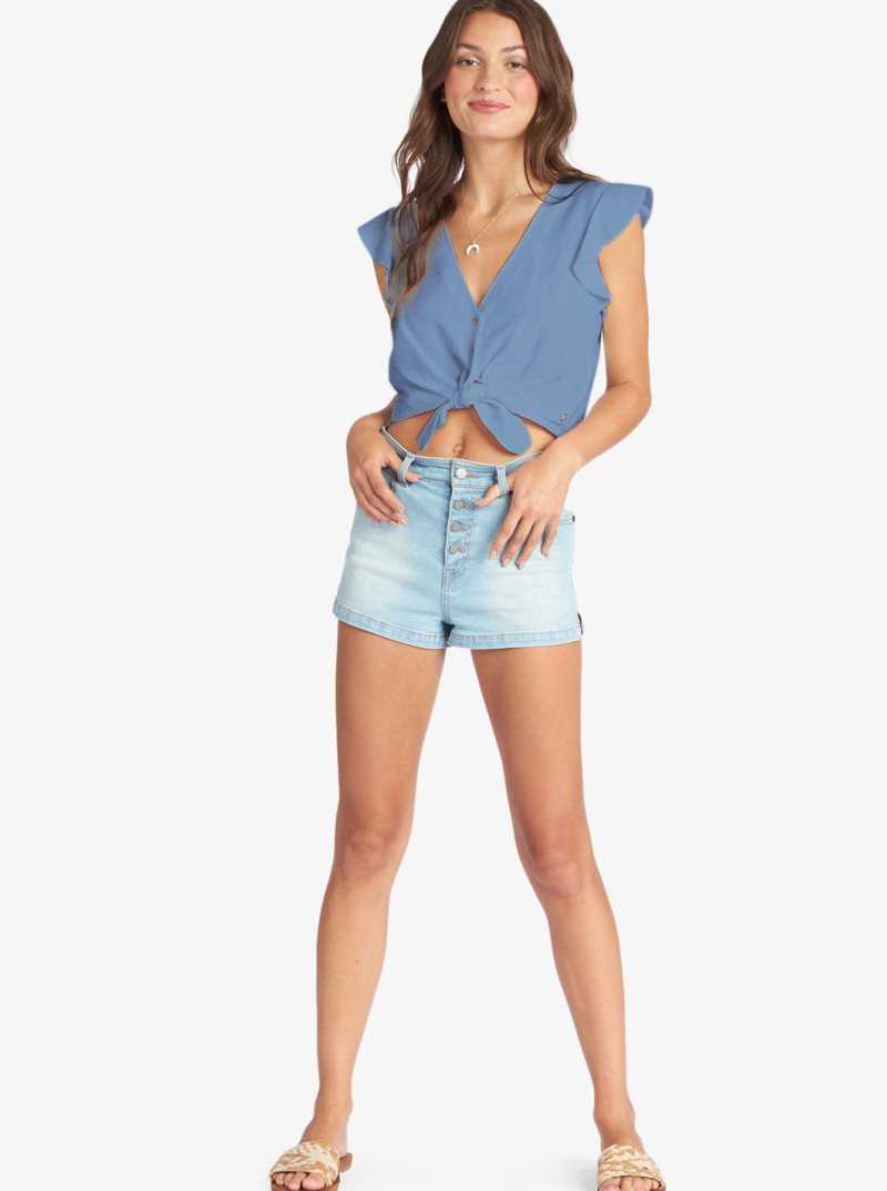 Hauts Roxy Sweeter Than This Knotted Cropped Femme | 013426LXE