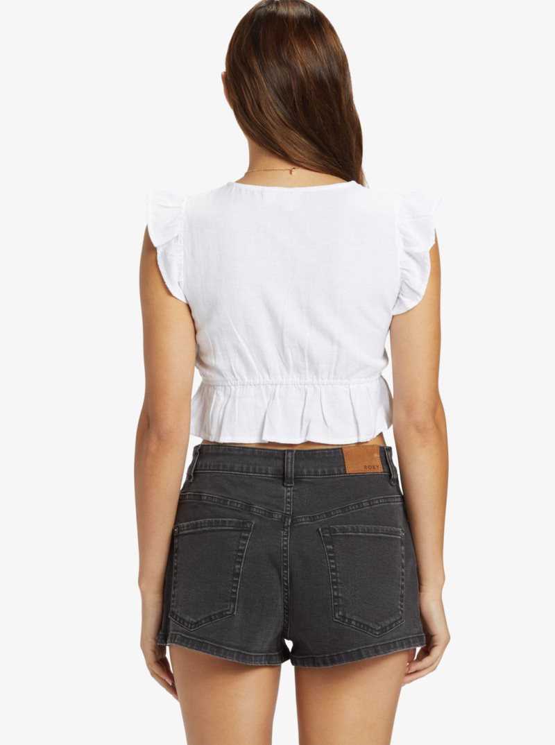 Hauts Roxy Sweetest Love Corta Sleeve Crop Femme Blanche | 128375GIB