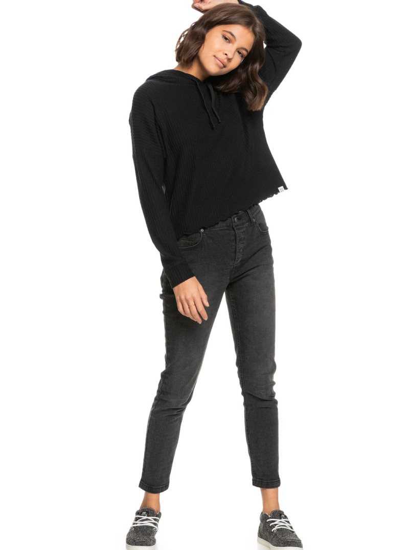 Hauts Roxy Twilight Mood Thermal Hoodie Femme Grise Foncé | 864930GKT