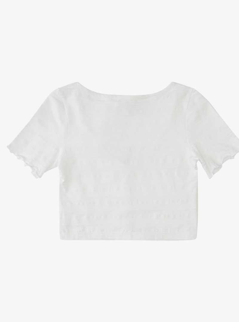Hauts Roxy Uncomplicated Mind Button Front Cropped T-Shirt Femme Blanche | 159827HJR