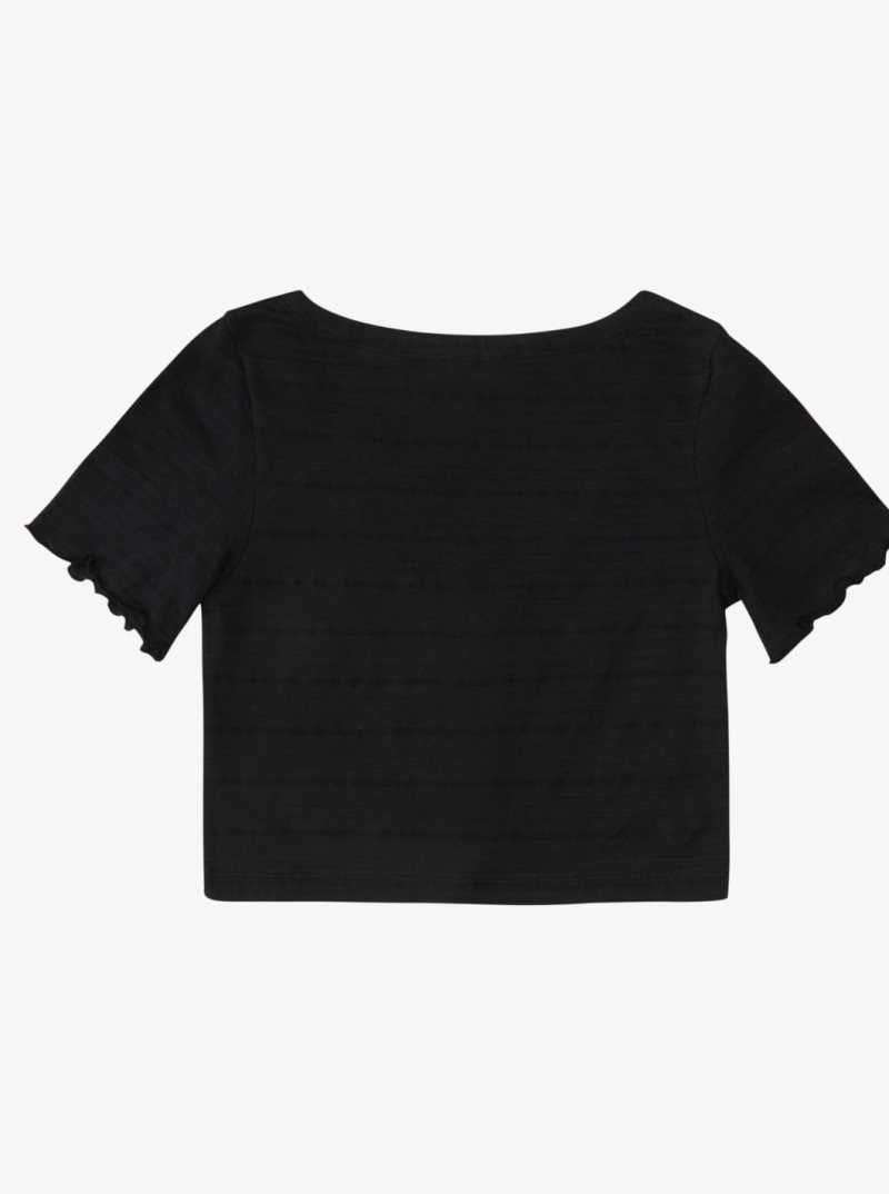 Hauts Roxy Uncomplicated Mind Button Front Cropped T-Shirt Femme Grise Foncé | 745632FAH