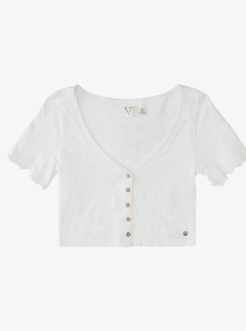 Hauts Roxy Uncomplicated Mind Button Front Cropped T-Shirt Femme Grise Foncé | 745632FAH