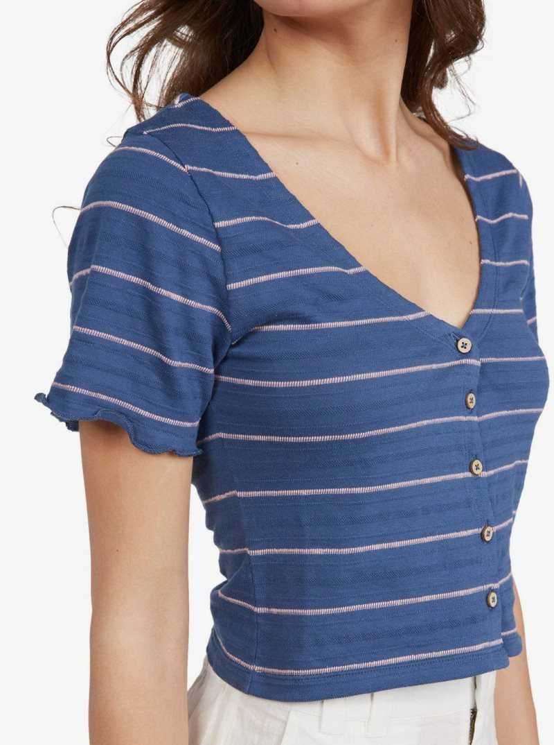 Hauts Roxy Uncomplicated Mind Button Up Femme Indigo | 815347WJU