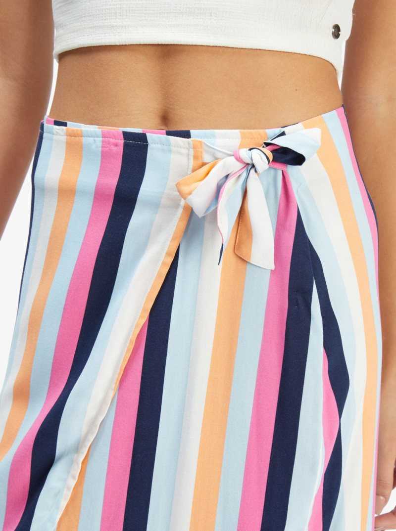 Jupe Roxy Destiny Waits Midi Wrap Femme Bleu Stripes | 145730ZWO