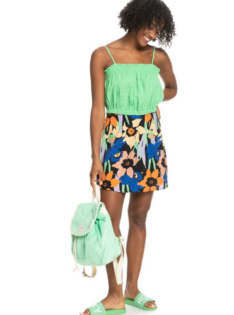 Jupe Roxy Golden Poppy Mini Flowy Femme Grise Foncé Fleur | 964815BCF