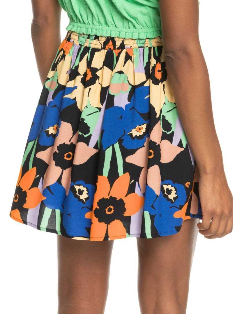 Jupe Roxy Golden Poppy Mini Flowy Femme Grise Foncé Fleur | 964815BCF