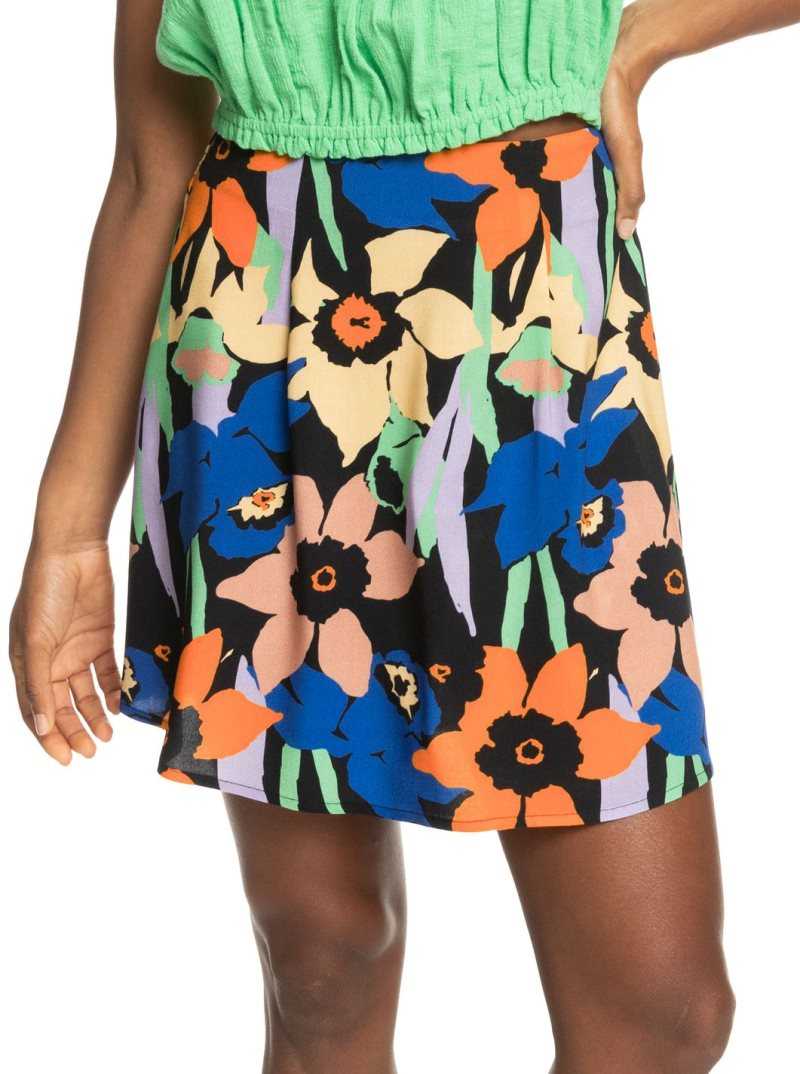 Jupe Roxy Golden Poppy Mini Flowy Femme Grise Foncé Fleur | 964815BCF