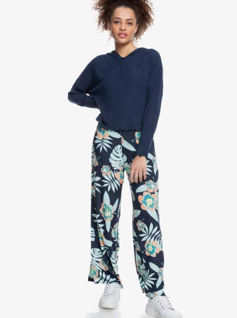 Loungewear Roxy Cozy Day Long Sleeve Rib Knit Top Femme Indigo | 710956JXU