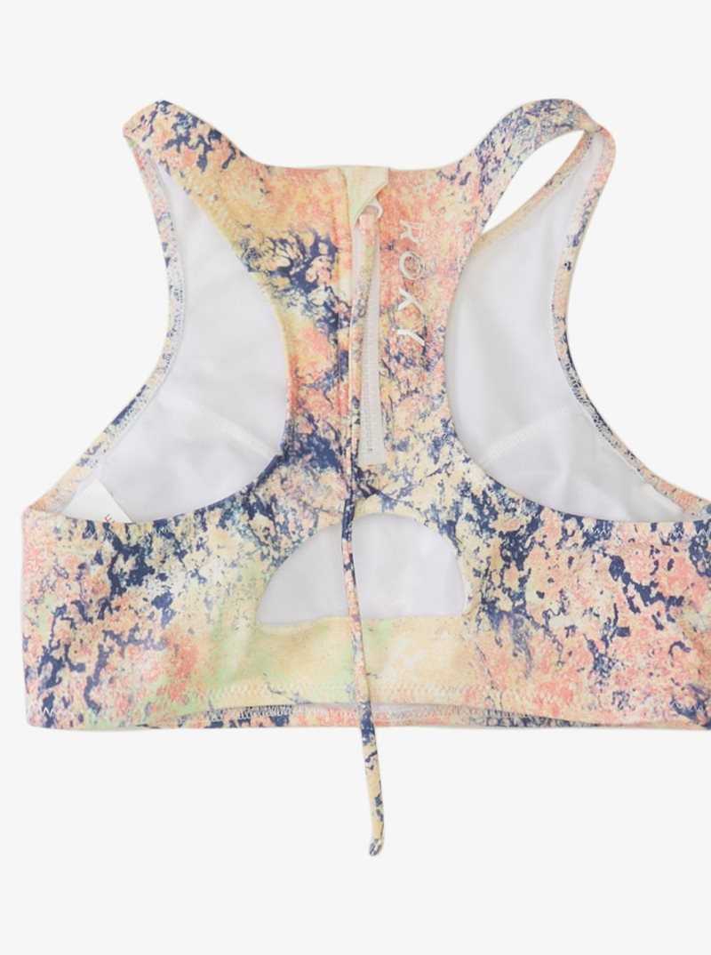 Maillots De Bain Roxy Active Crop Top Femme Blanche Vert | 142857NLE
