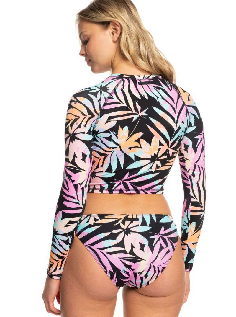 Maillots De Bain Roxy Active Cropped Long Sleeve Femme Grise Foncé Vert | 361259BNG