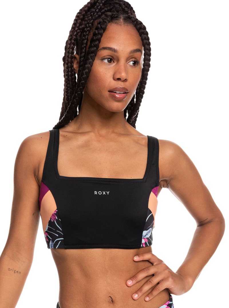 Maillots De Bain Roxy Active Tankini Sports Bra Femme Grise Foncé | 813265UIQ