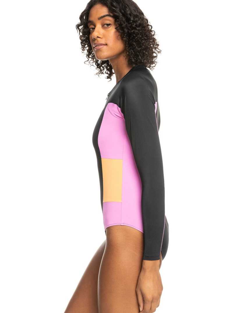 Maillots De Bain Roxy Fitness Long Sleeve One-Piece Femme Grise Foncé | 817253ZTX