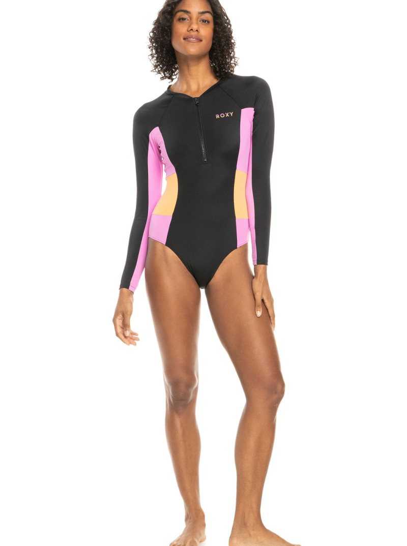 Maillots De Bain Roxy Fitness Long Sleeve One-Piece Femme Grise Foncé | 817253ZTX