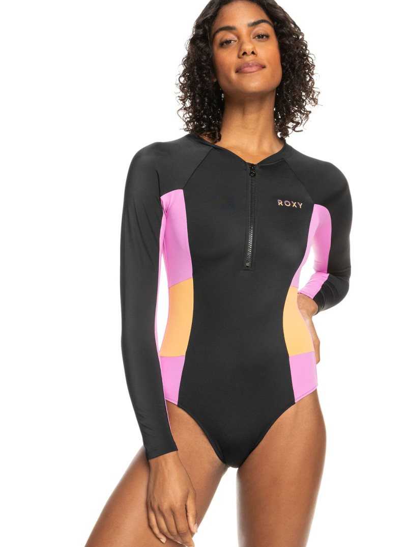 Maillots De Bain Roxy Fitness Long Sleeve One-Piece Femme Grise Foncé | 817253ZTX