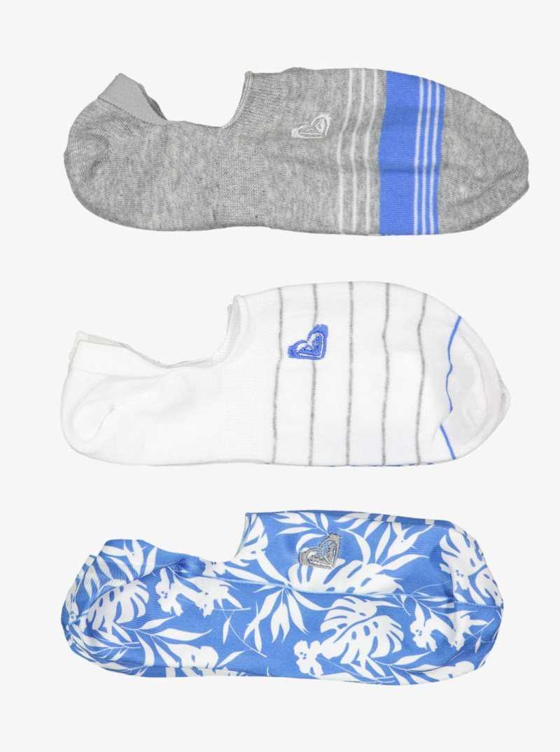 Other Accessories Roxy 3-Pack No-Show Socks Femme Bleu | 907358MHR