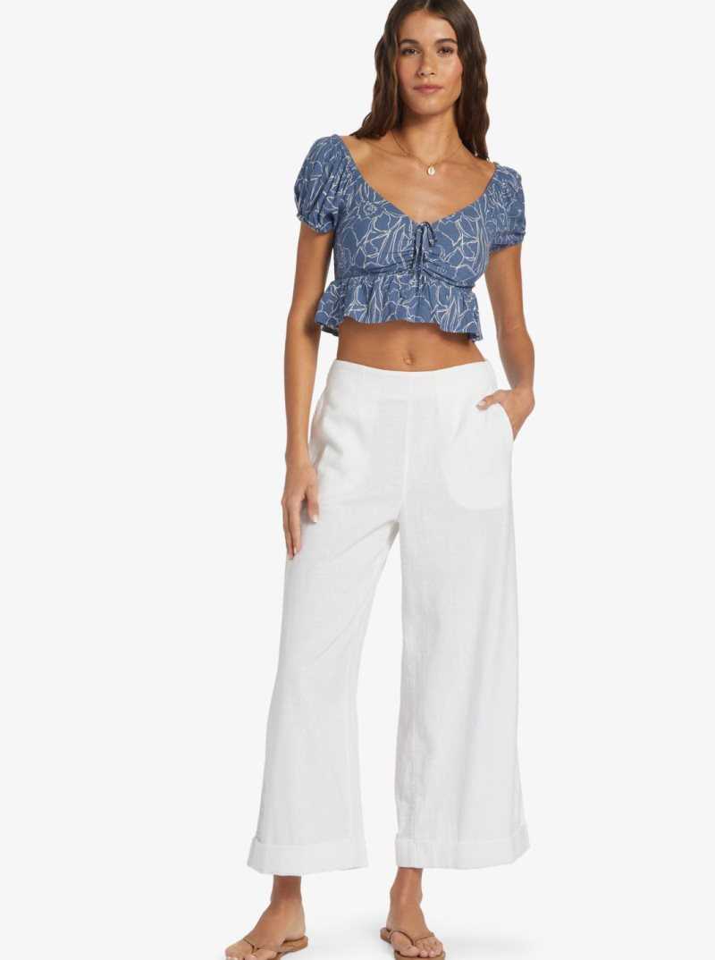 Pantalon Roxy Senorita Smile Regular Taille Flare Femme Blanche | 415608WUB
