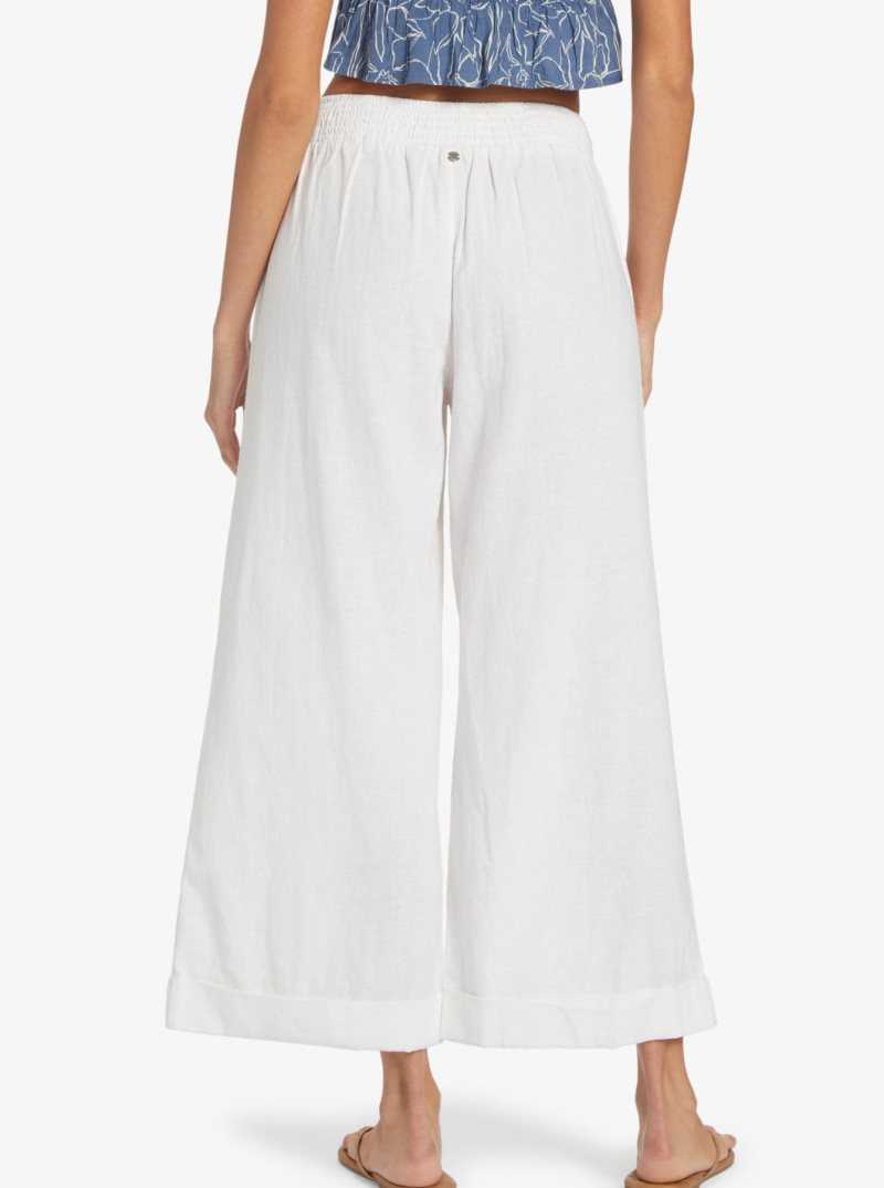 Pantalon Roxy Senorita Smile Regular Taille Flare Femme Blanche | 415608WUB