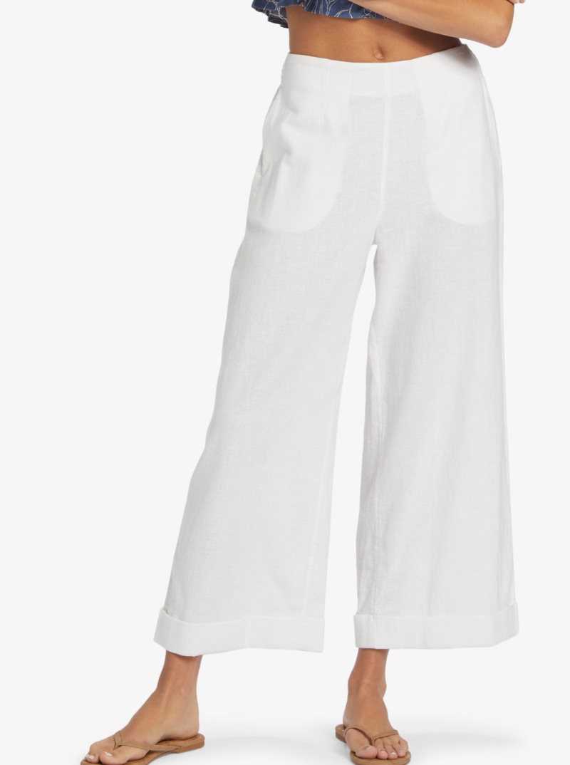 Pantalon Roxy Senorita Smile Regular Taille Flare Femme Blanche | 415608WUB