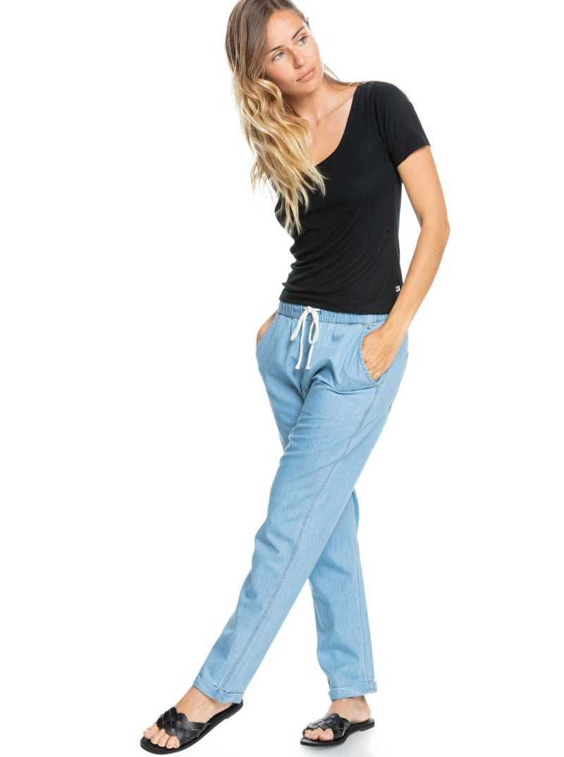 Pantalon Roxy Slow Swell Denim Femme Bleu Clair | 594613HPR
