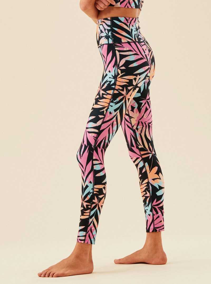 Pantalons Roxy Heart Into It Technical Leggings Femme Grise Foncé Vert | 916234VYX