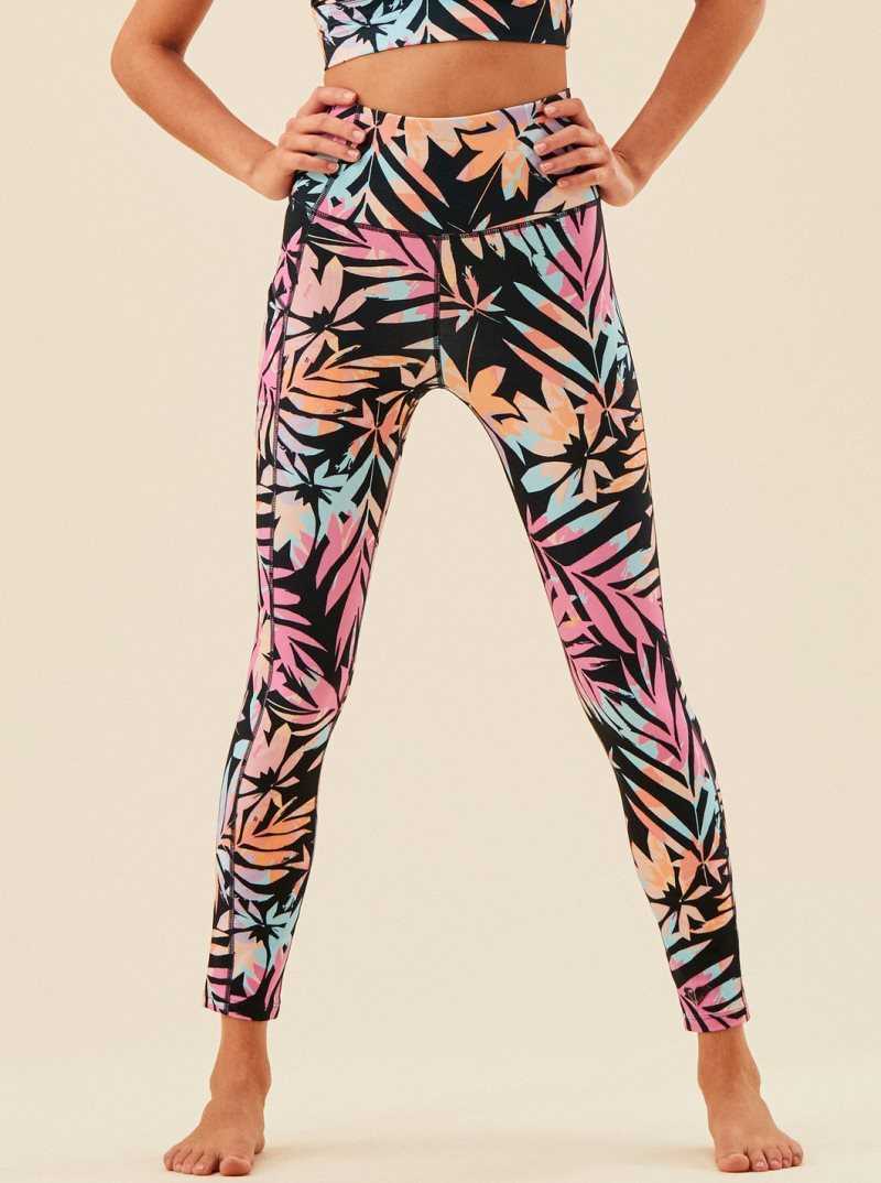 Pantalons Roxy Heart Into It Technical Leggings Femme Grise Foncé Vert | 916234VYX
