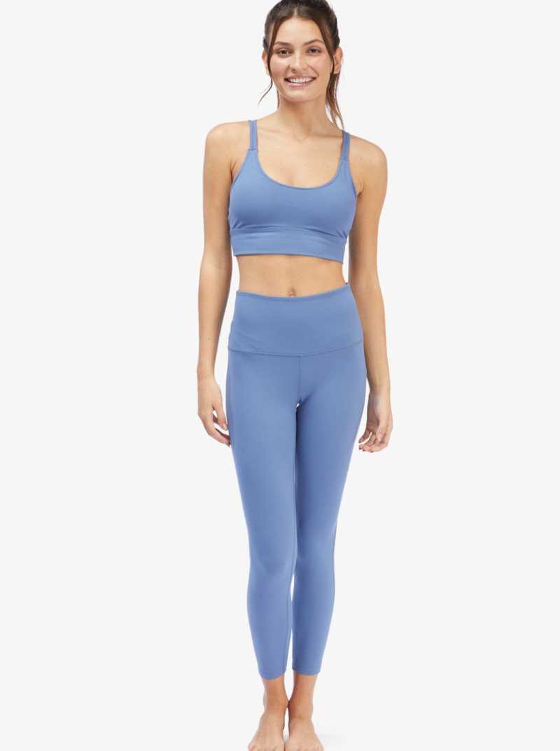 Pantalons Roxy Kaileo High Waisted Ankle Length Workout Leggings Femme Bleu | 652137YAU