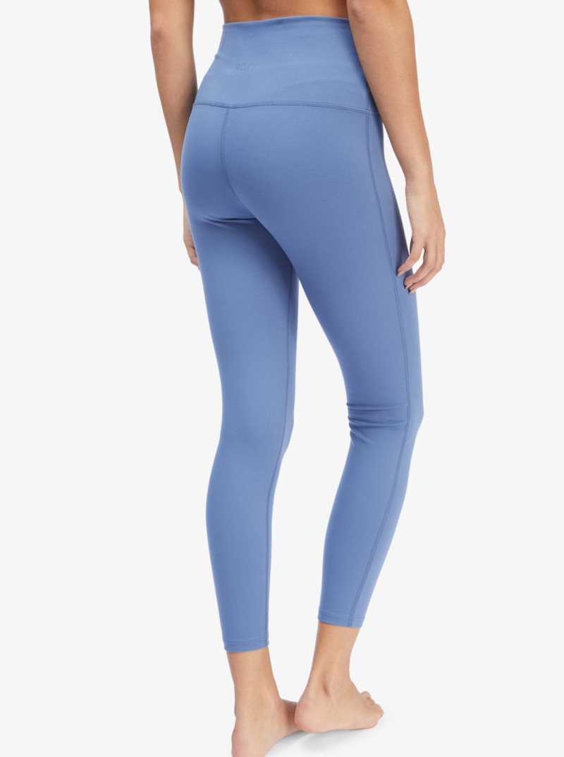 Pantalons Roxy Kaileo High Waisted Ankle Length Workout Leggings Femme Bleu | 652137YAU