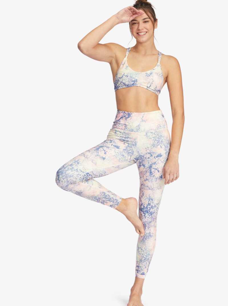 Pantalons Roxy Kaileo High Waisted Ankle Length Workout Leggings Femme Blanche Vert | 732840CAJ