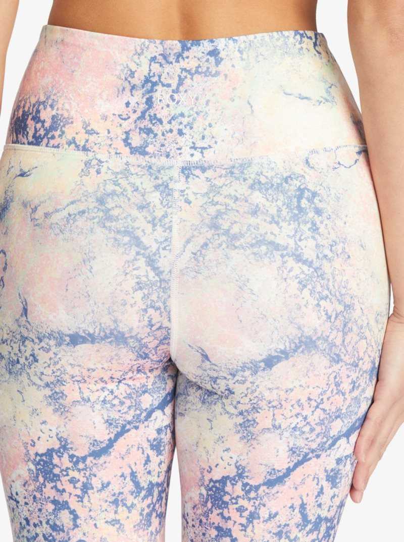 Pantalons Roxy Kaileo High Waisted Ankle Length Workout Leggings Femme Blanche Vert | 732840CAJ