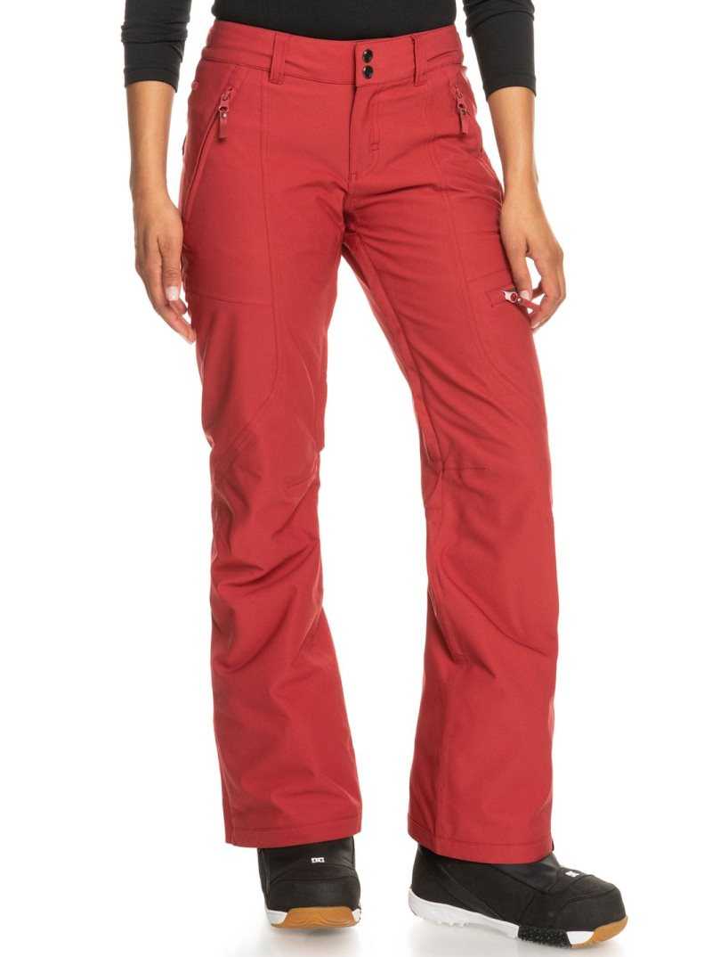 Pantalons Snowboard Roxy Cabin Slim Fit Femme Rouge Foncé | 315629YOU