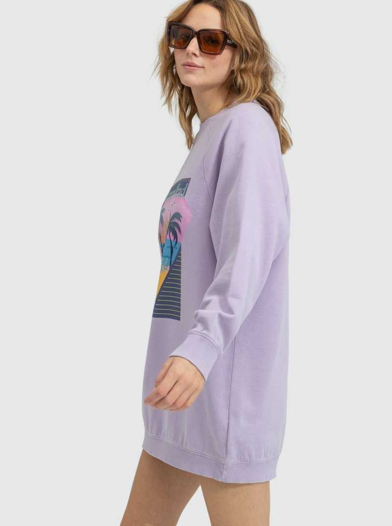 Peignoir Roxy Breaking Waves Sweatshirt Femme Violette Rose | 512830MJC