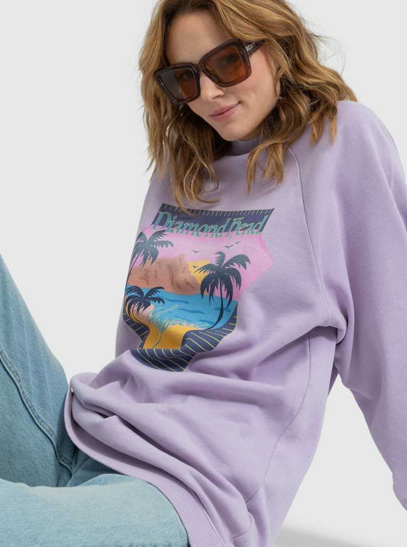 Peignoir Roxy Breaking Waves Sweatshirt Femme Violette Rose | 512830MJC
