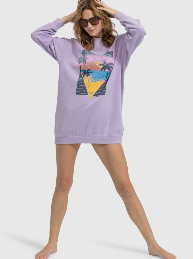 Peignoir Roxy Breaking Waves Sweatshirt Femme Violette Rose | 512830MJC