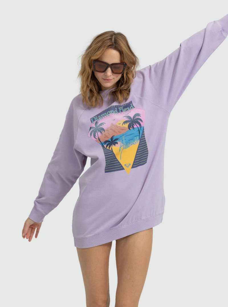 Peignoir Roxy Breaking Waves Sweatshirt Femme Violette Rose | 512830MJC