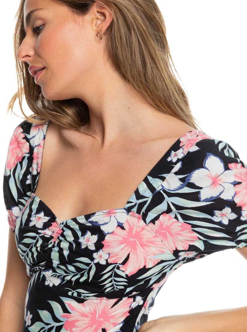 Peignoir Roxy Canyon Moon Corta Sleeve Midi Femme Grise Foncé | 317452WJE