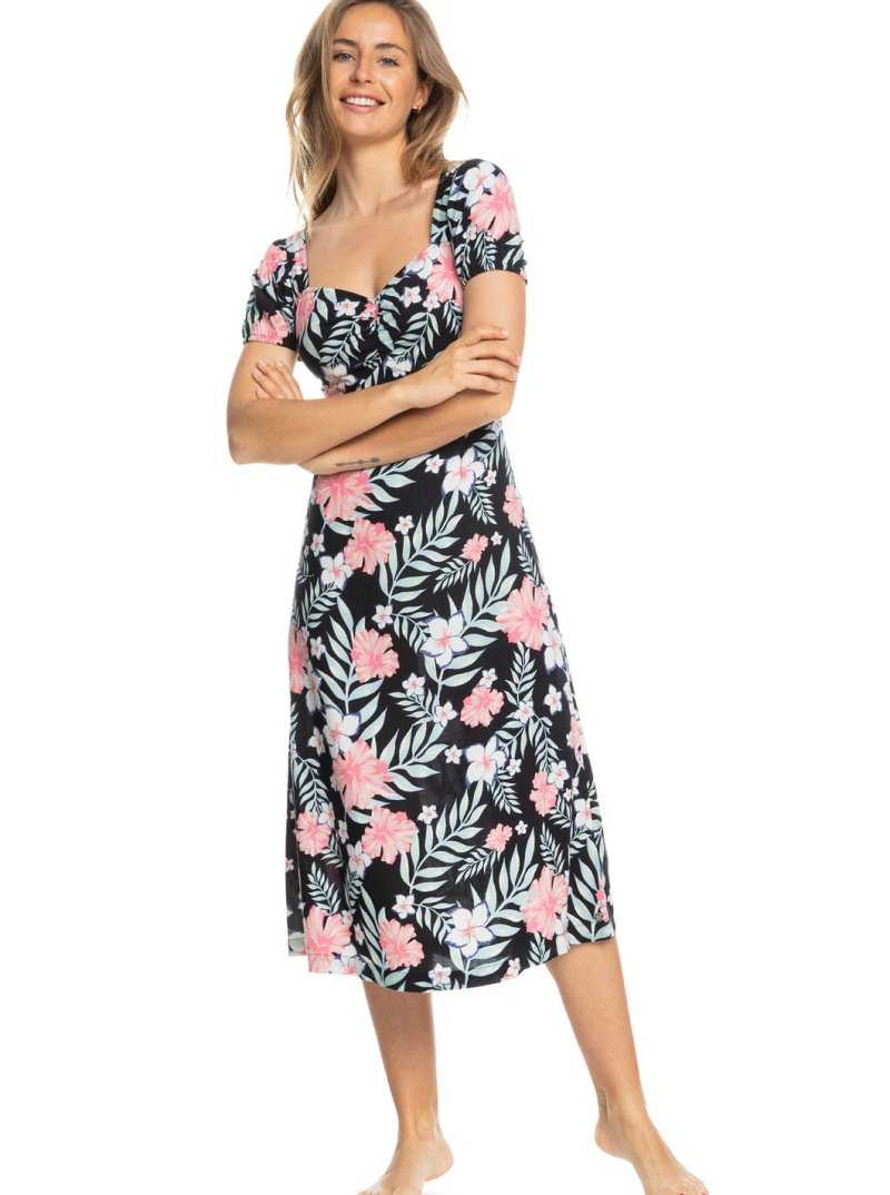 Peignoir Roxy Canyon Moon Corta Sleeve Midi Femme Grise Foncé | 317452WJE