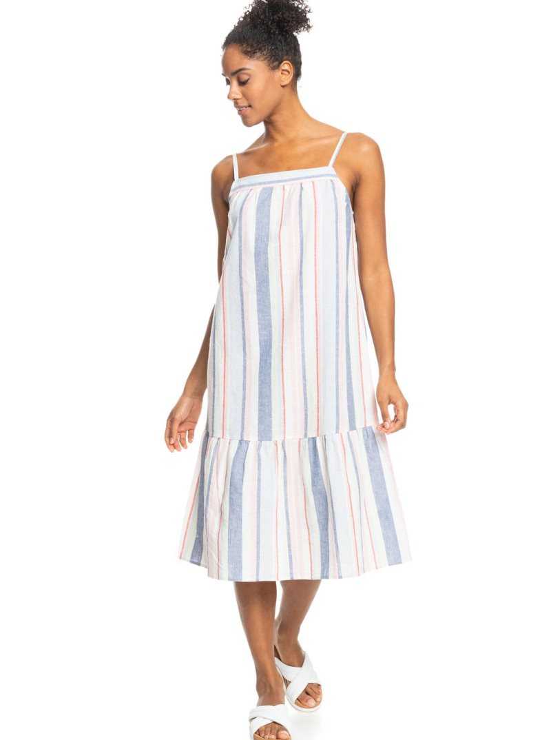 Peignoir Roxy Glorious Sunshine Lanières Midi Femme Blanche Stripes | 103675OCH