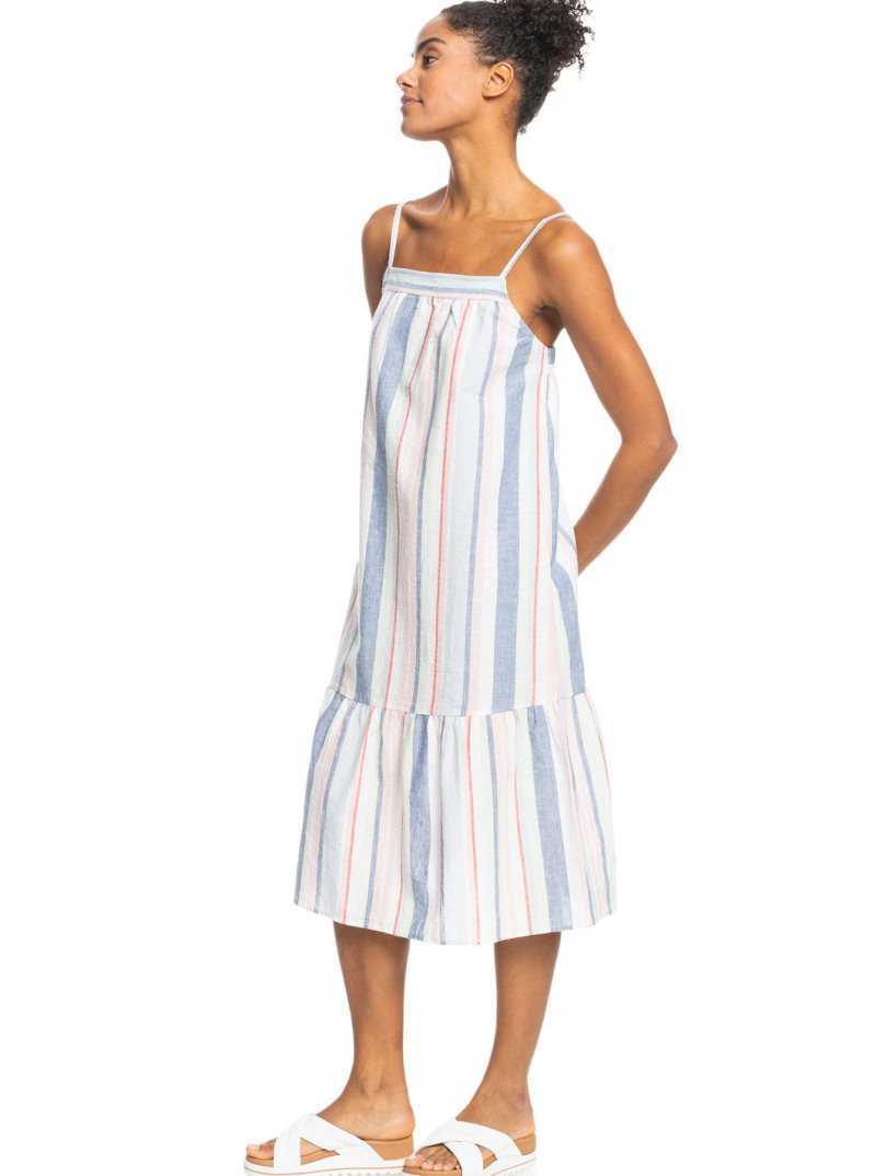 Peignoir Roxy Glorious Sunshine Lanières Midi Femme Blanche Stripes | 103675OCH