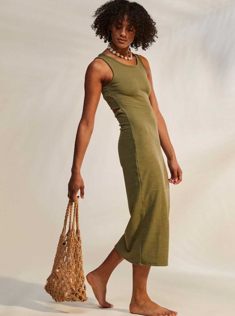 Peignoir Roxy Good Keepsake Lanières Midi Femme Vert Olive Vert | 073126MDX
