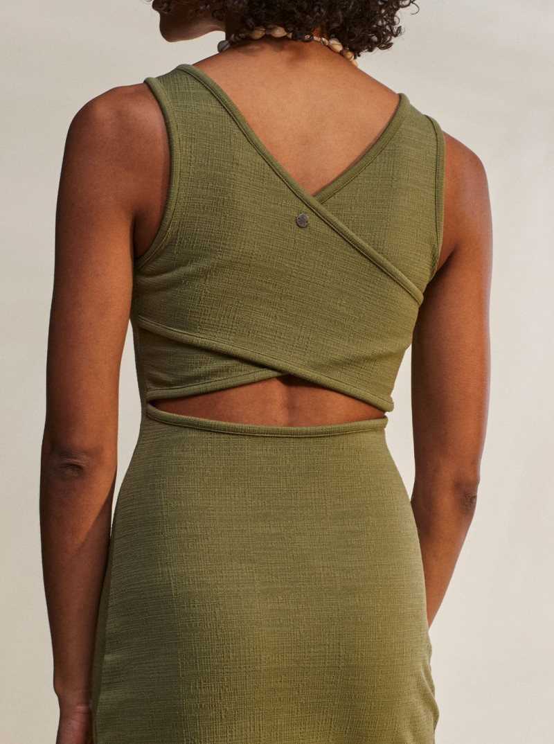 Peignoir Roxy Good Keepsake Lanières Midi Femme Vert Olive Vert | 073126MDX