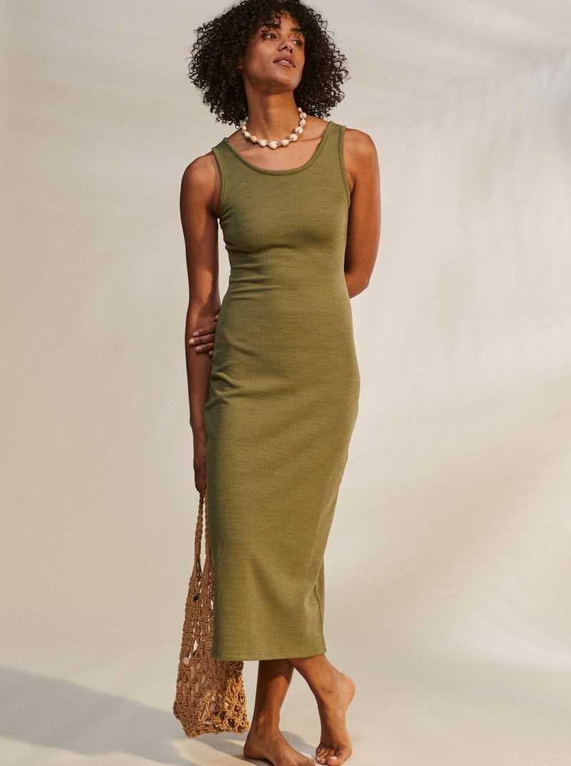 Peignoir Roxy Good Keepsake Lanières Midi Femme Vert Olive Vert | 073126MDX