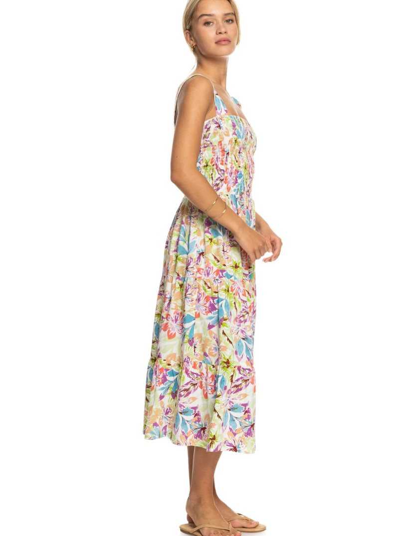 Peignoir Roxy Honeymoon Avenue Printed Midi Femme Blanche | 305912MPG